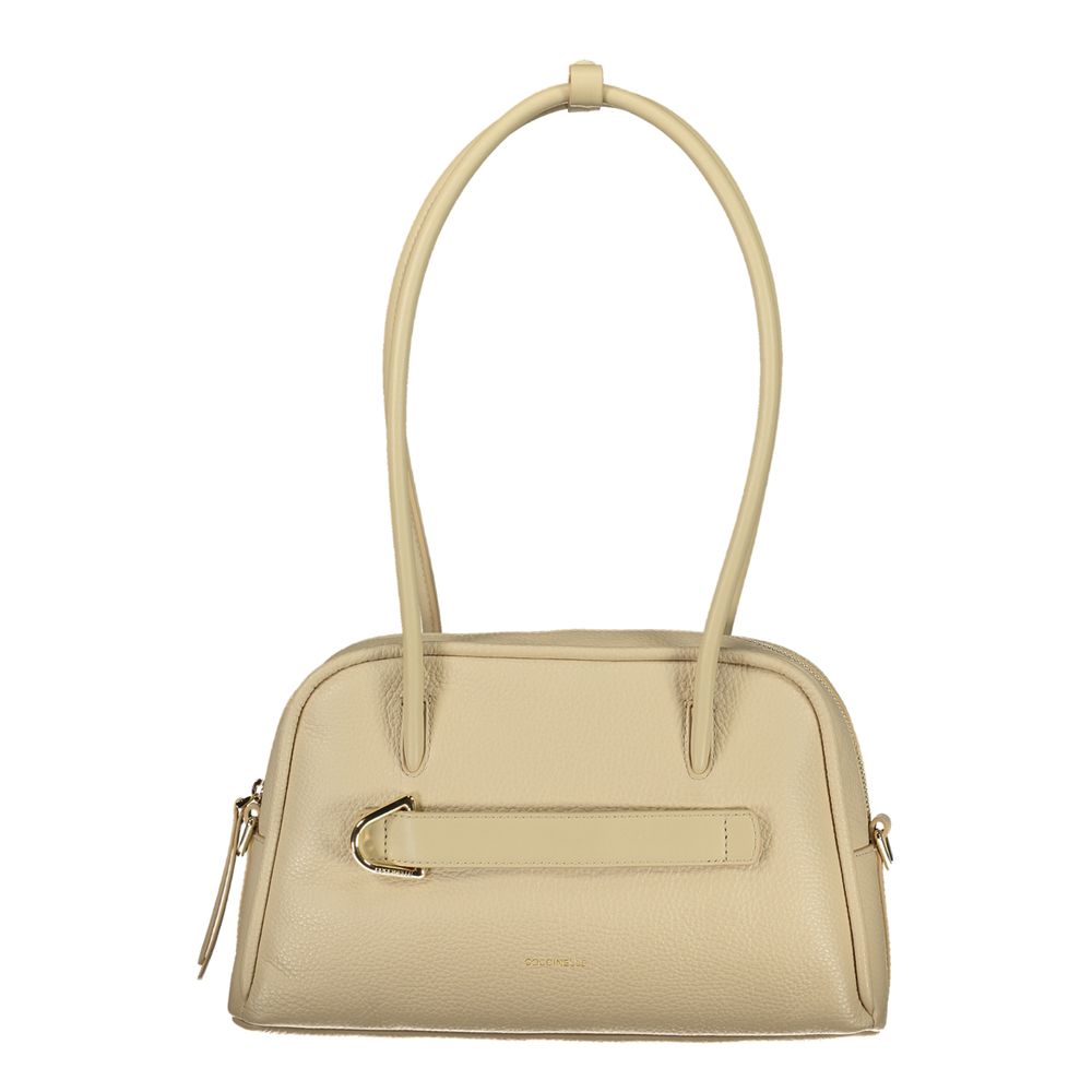 Beige Leather Women Handbag