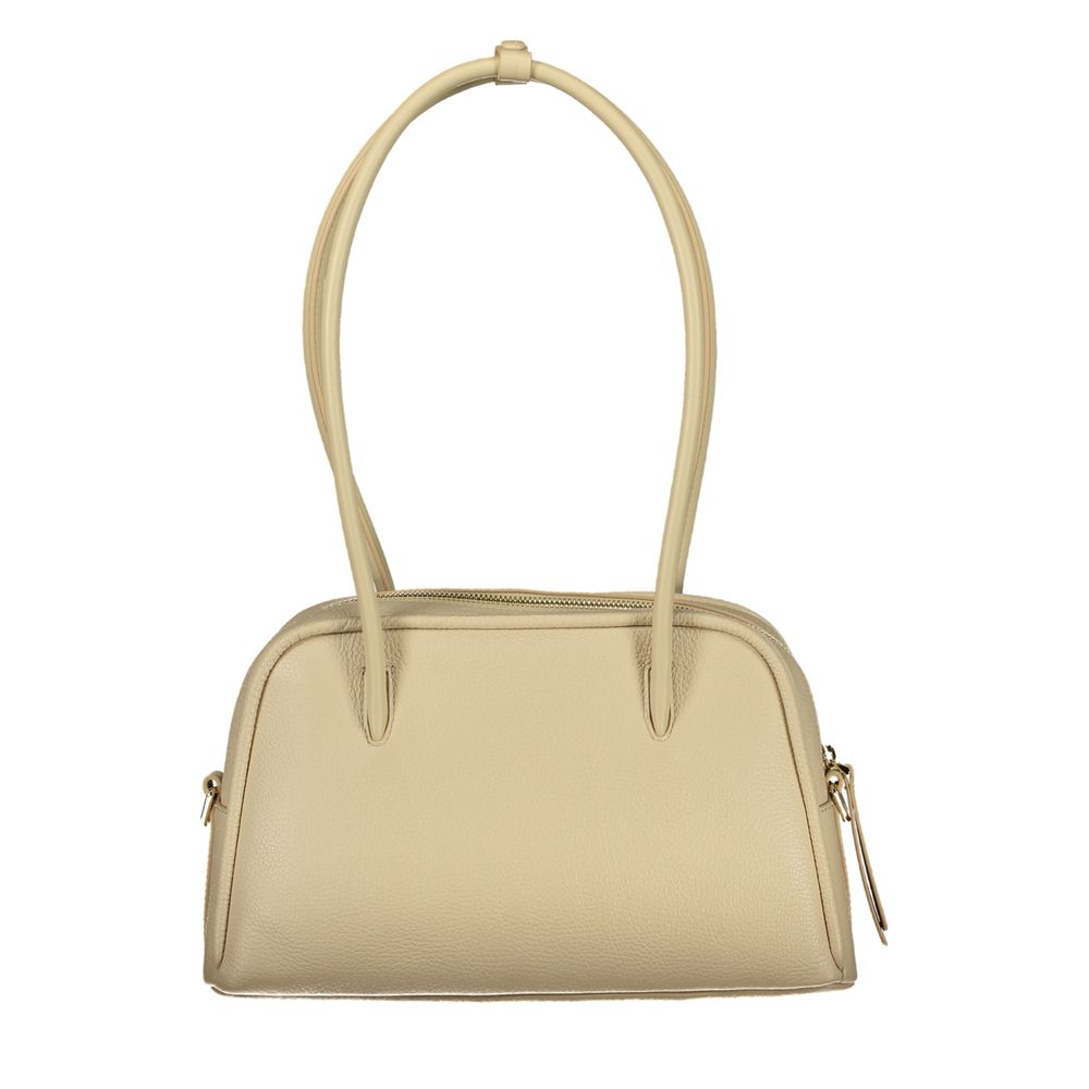 Beige Leather Women Handbag